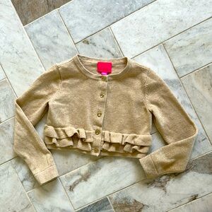 Lilly Pulitzer 🌴🎀💐 Gold Metallic Cardigan ruffle  Holiday size s 4/5